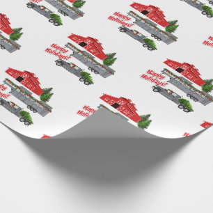 Santa Barn Truck Horse Trailer Weihnachten Geschenkpapier