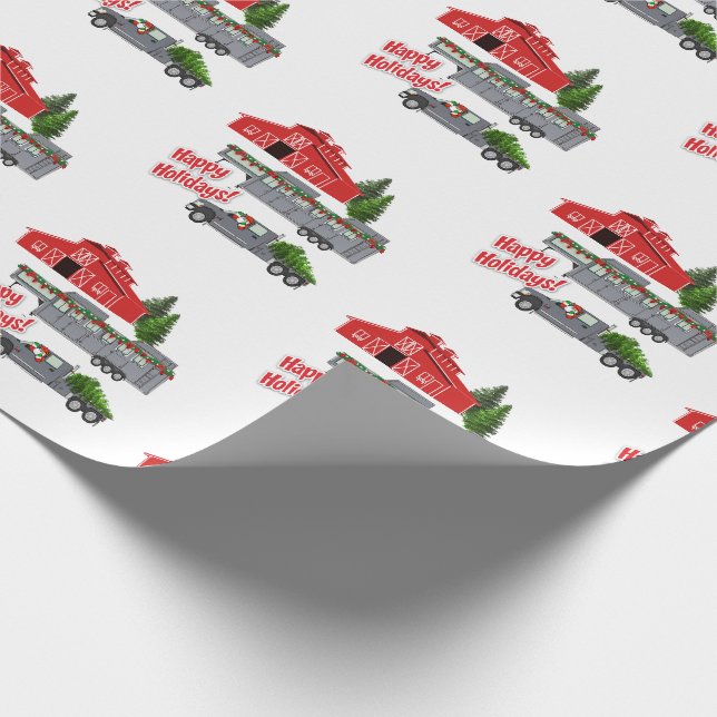 Santa Barn Truck Horse Trailer Weihnachten Geschenkpapier (Ecke)