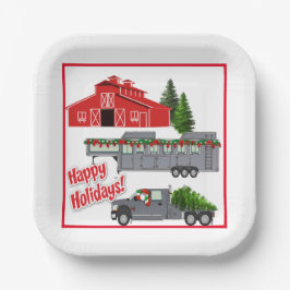 Santa Barn Truck Horse Trailer Weihnachten Pappteller