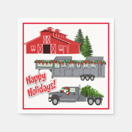 Santa Barn Truck Horse Trailer Weihnachten Serviette