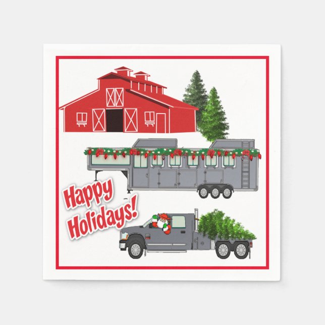 Santa Barn Truck Horse Trailer Weihnachten Serviette (Vorderseite)