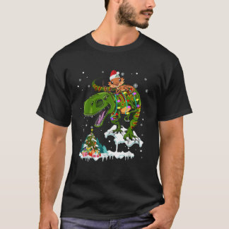 Santa Bartagame auf T-Rex-Rentier reitend Weihnach T-Shirt