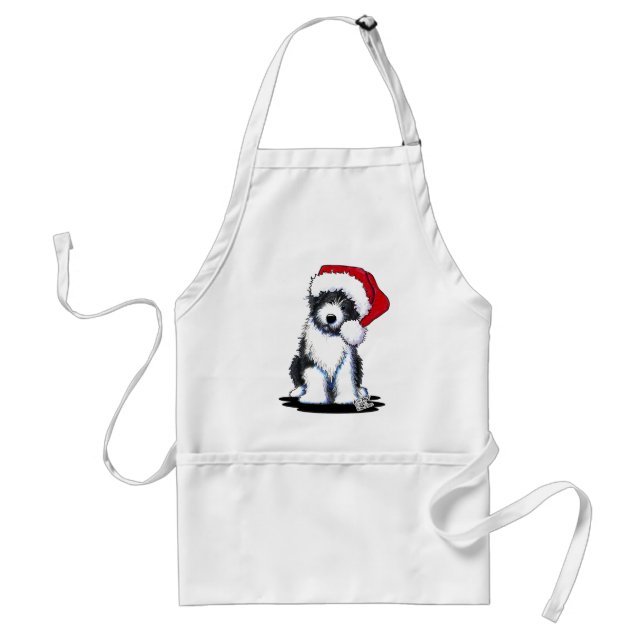 Santa Bartded Collie Dog Karten und Geschenke Schürze (Vorne)