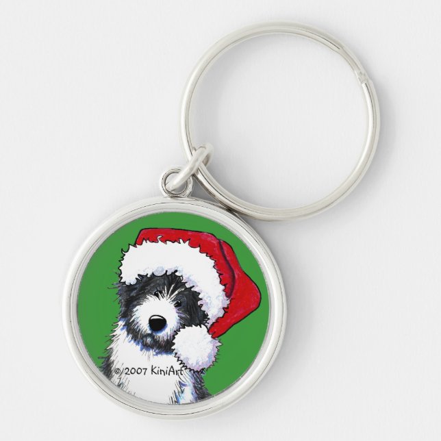 Santa Bartded Collie Geschenke Schlüsselanhänger (Vorne)