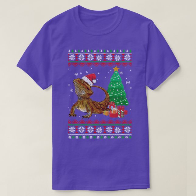 Santa Barted Dragon Weihnachten Ugly Xmas Reptile  T-Shirt (Design vorne)