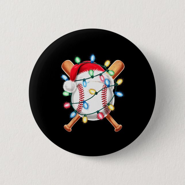 Santa Baseball Player Santa Hat Men Boys Christmas Button (Vorderseite)