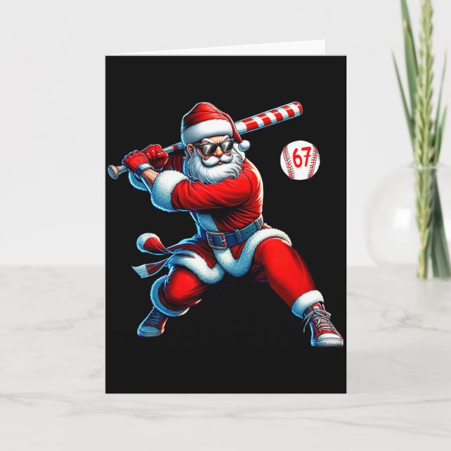 Santa Baseball Six Seven 6 7 Meme Christmas Men Bo Karte (Vorderseite)