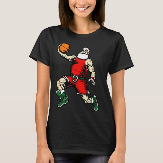 Santa Basketball  Christmas T-Shirt (Vorderseite)