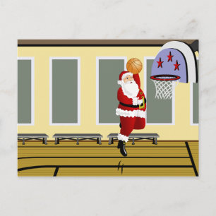 Santa Basketball Postkarte
