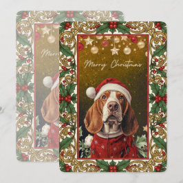 Santa Basset Hound Christmas  Feiertagskarte