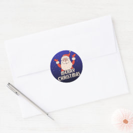 Santa & Baum-Magie – Weihnachts-Sticker & Einladun Runder Aufkleber