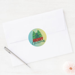 Santa & Baum-Magie – Weihnachts-Sticker & Einladun Runder Aufkleber