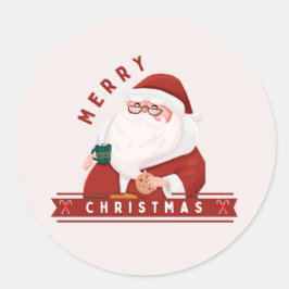 Santa & Baum-Magie – Weihnachts-Sticker & Einladun Runder Aufkleber