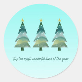 Santa & Baum-Magie – Weihnachts-Sticker & Einladun Runder Aufkleber