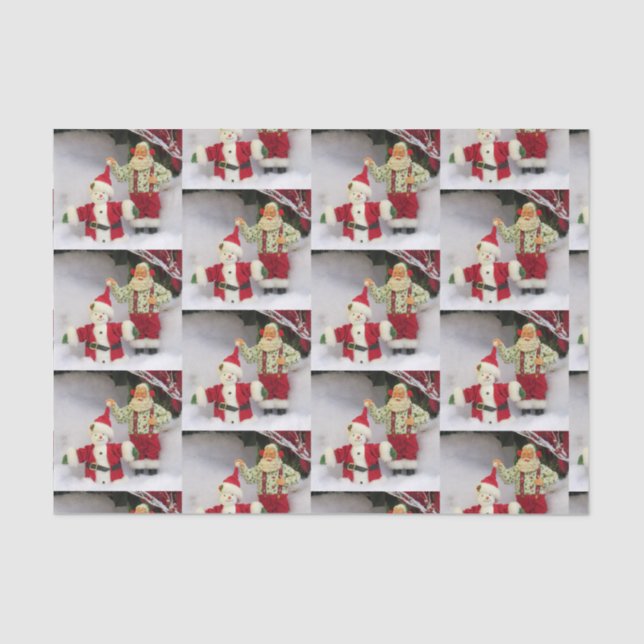 Santa baut ein Snowman-Tissue Seidenpapier (Vorderseite)