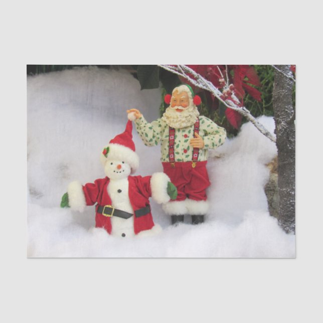 Santa baut ein Snowman-Tissue Seidenpapier (Vorderseite)