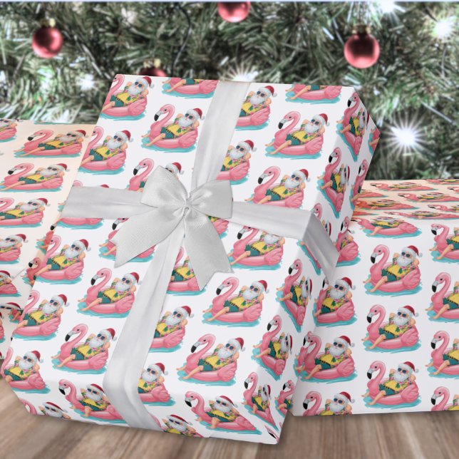 Santa Beach Christmas Geschenkpapier (Santa Beach Christmas Wrapping Paper )