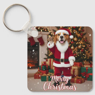 Santa Beagle Frohe Weihnachten - Beagle Weihnachts Schlüsselanhänger