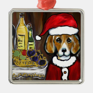 SANTA BEAGLE ORNAMENT AUS METALL