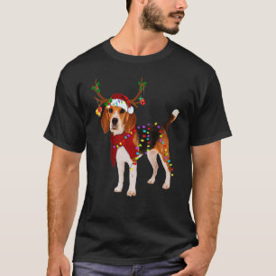 Santa Beagle Reindeer Light Weihnachten T-Shirt