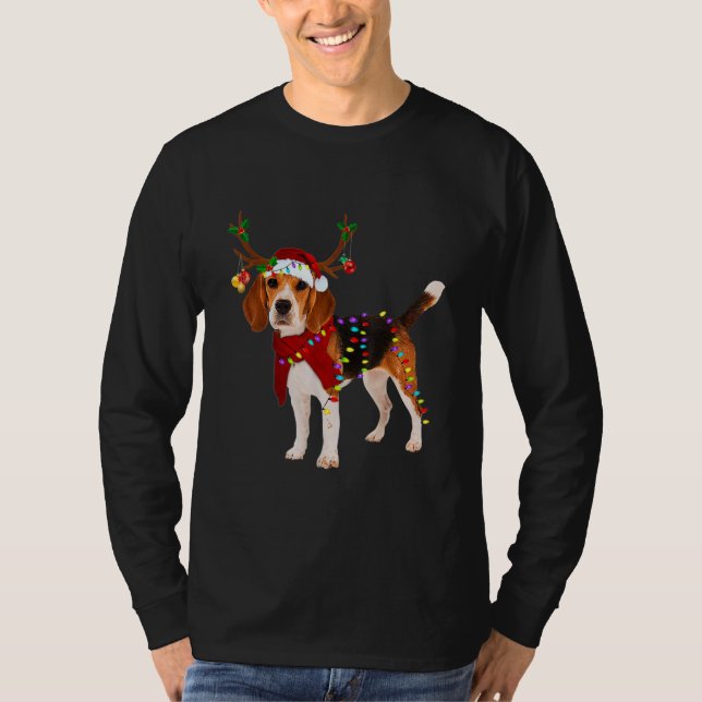 Santa Beagle Rentiere Light Weihnachten Beagle Vat T-Shirt (Vorderseite)