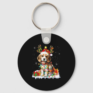 Santa Beagle Weihnachtslichter Lustiger Rentier Hu Schlüsselanhänger
