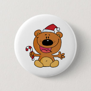Santa Bear mit Candy Cane Button