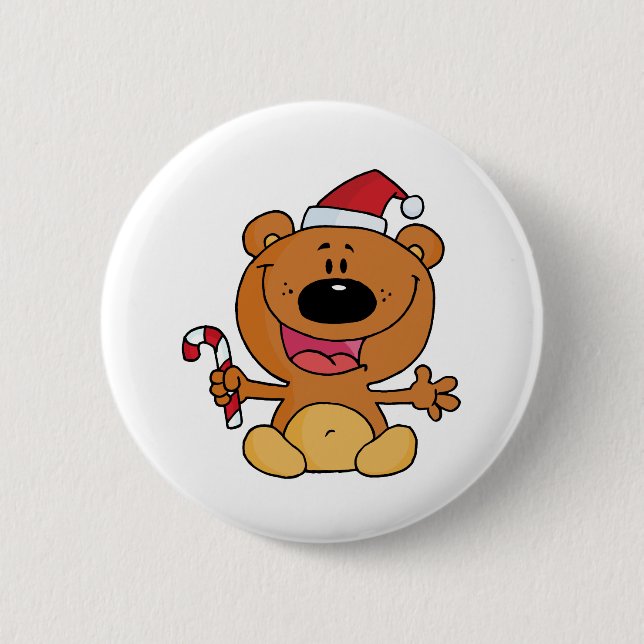 Santa Bear mit Candy Cane Button (Vorderseite)