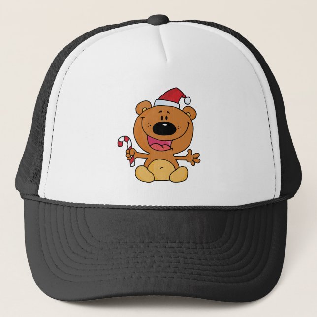 Santa Bear mit Candy Cane Truckerkappe (Vorderseite)