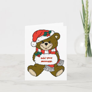 Santa Bear mit Hut und Muff Feiertagskarte