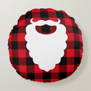 Santa Beard Karierter Urlaub Rundes Kissen