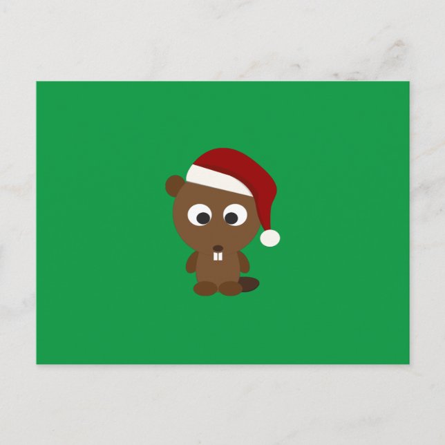 Santa Beaver Feiertagspostkarte (Vorderseite)