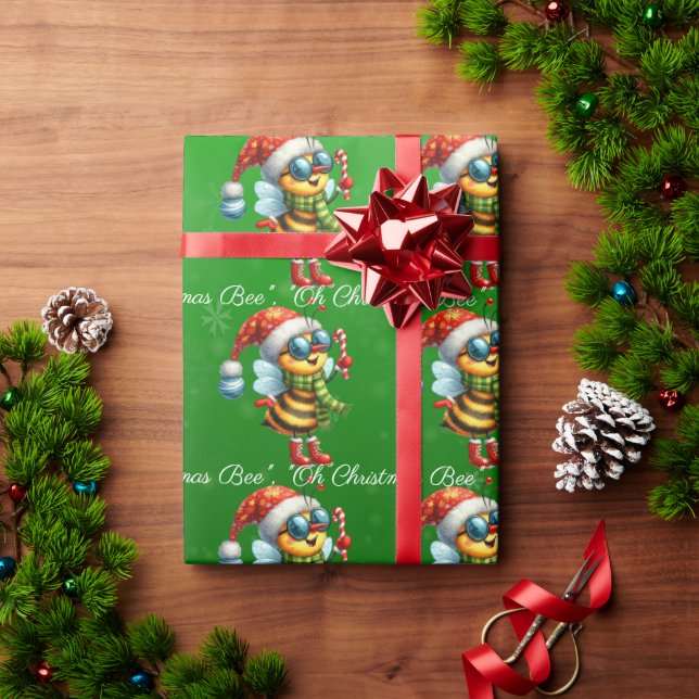 Santa Bee "Oh Christmas Bee" Geschenkpapier (Feiertagsgeschenk)