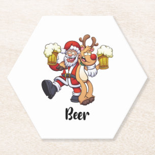 Santa Beer Reindeer Weihnachten Untersetzer