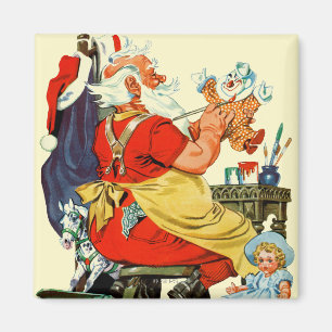 Santa bei der Arbeit Magnet