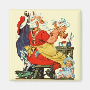 Santa bei der Arbeit Magnet