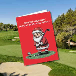 Santa beim Golfspielen auf grünen Weihnachten Karte