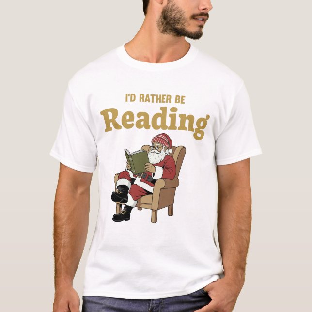 Santa beim Lesen T-Shirt (Vorderseite)