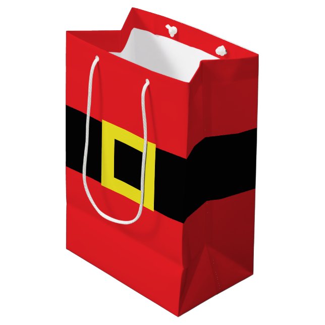 Santa Belt Buckle Bauch Red Black Yellow Niedlich Mittlere Geschenktüte (Vorderseite Schrägansicht)