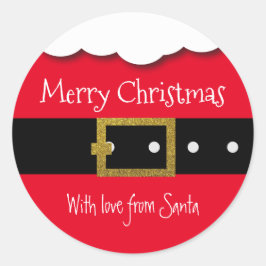 Santa Belt Frohe Weihnachten Personalisiert Runder Aufkleber