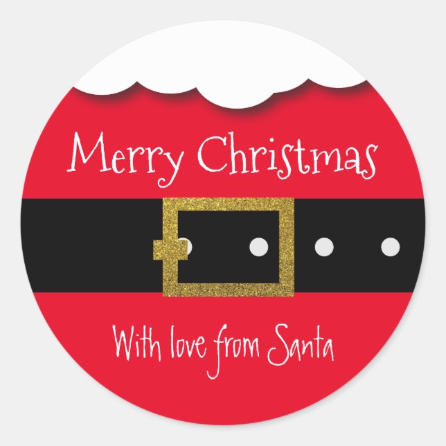Santa Belt Frohe Weihnachten Personalisiert Runder Aufkleber (Vorderseite)