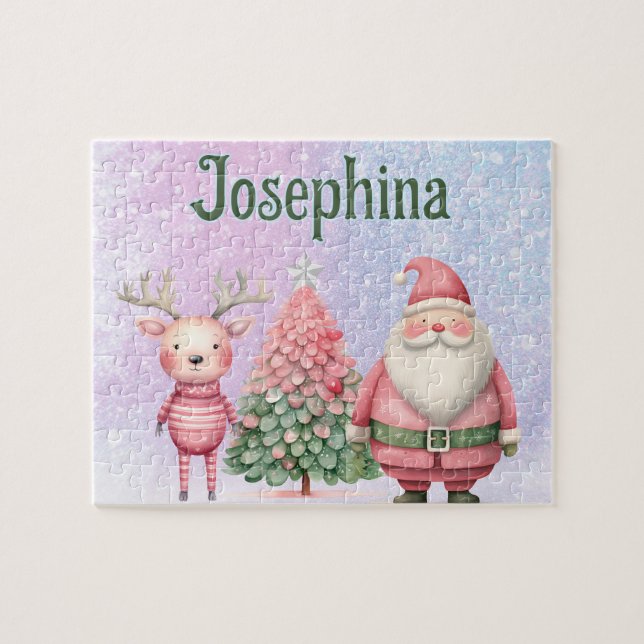 Santa benutzerdefiniertes Kindername-Puzzle  (Horizontal)