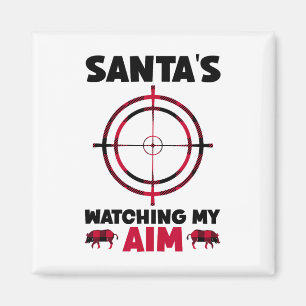 Santa beobachtet mein Ziel - Wildschweinjagd 1  Magnet