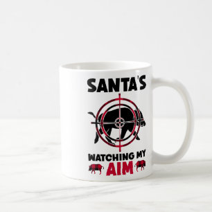Santa beobachtet mein Ziel - Wildschweinjagd  Kaffeetasse