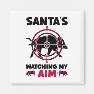 Santa beobachtet mein Ziel - Wildschweinjagd Magnet