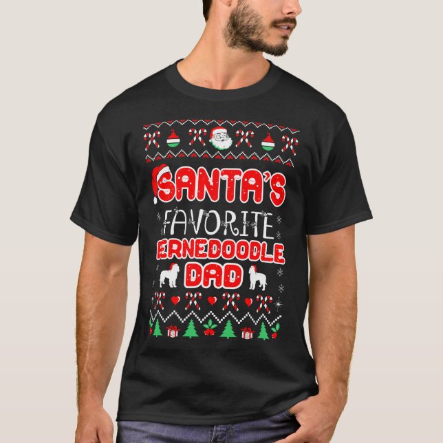 Santa Bernedoodle Vater Weihnachtskraut T-Shirt (Vorderseite)