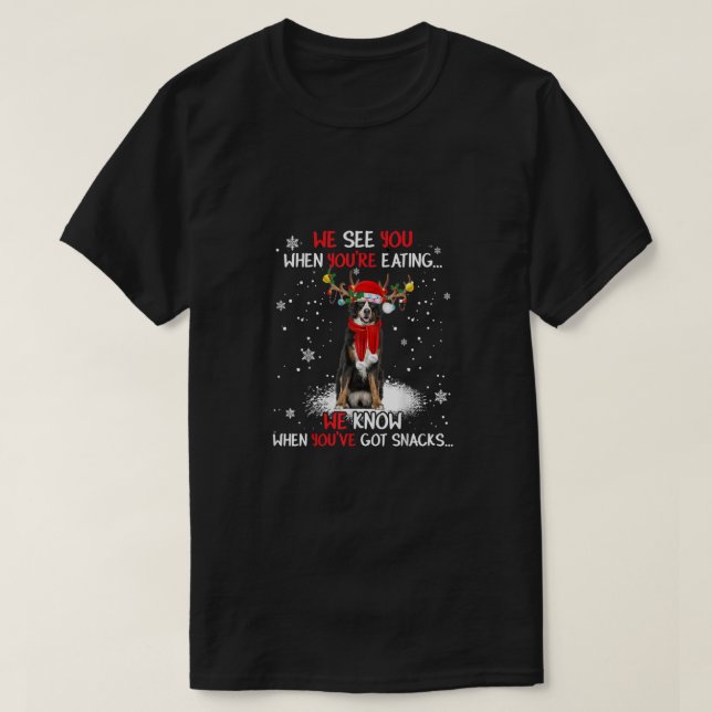 Santa Bernese Mountain Dog Rentier Light Christma T-Shirt (Design vorne)