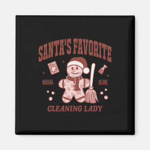 Santa bevorzugte Reinigungsdame Weihnachten Retro- Magnet