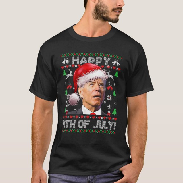 Santa Biden Happy 4Th Of July Ugly Christmas Sweat T-Shirt (Vorderseite)