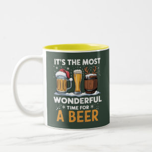 Santa-Bier-Weihnachtsfeier-Trinken-Familie-Geschen Zweifarbige Tasse